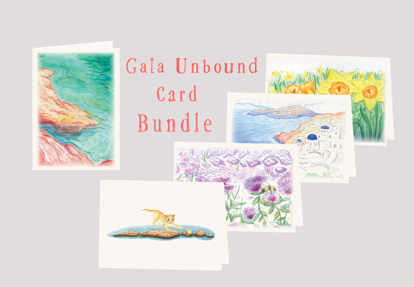 Santorini-Themed Greeting Card Bundle (5 Cards)