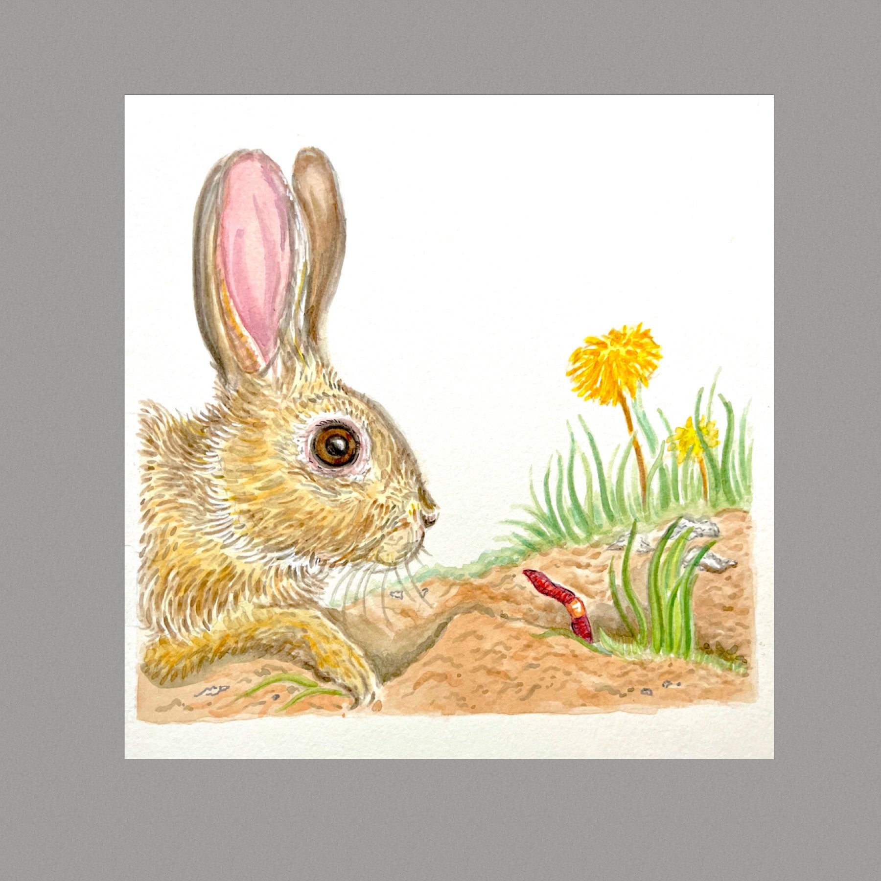 Signed "Rabbit Meets Worm" limited edition artist giclee print