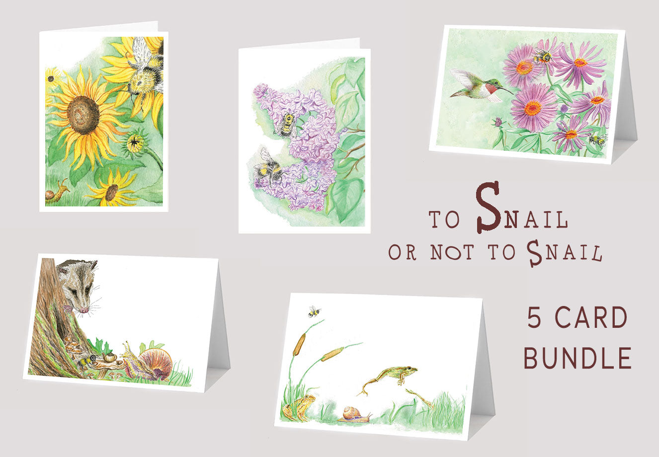 Snail and Friends Card Bundle (5 Cards)